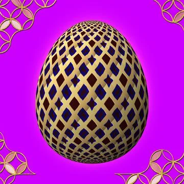 Happy Easter, Artfully designed and colorful 3D easter egg, 3D illustration o Stock Illustration