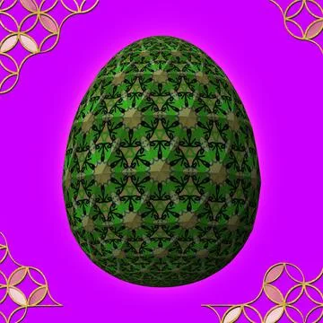 Happy Easter, Artfully designed and colorful 3D easter egg, 3D illustration o イラスト素材