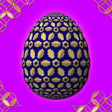 Happy Easter, Artfully designed and colorful 3D easter egg, 3D illustration o 库存插图