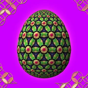Happy Easter, Artfully designed and colorful 3D easter egg, 3D illustration o イラスト素材