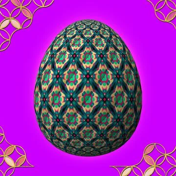 Happy Easter, Artfully designed and colorful 3D easter egg, 3D illustration o イラスト素材
