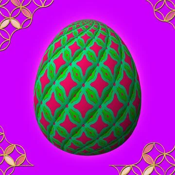 Happy Easter, Artfully designed and colorful 3D easter egg, 3D illustration o Stock Illustration