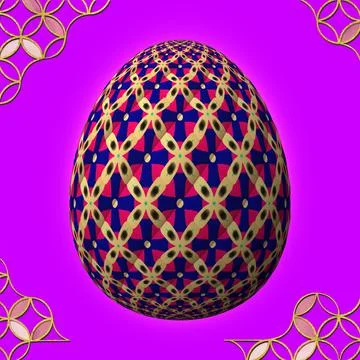 Happy Easter, Artfully designed and colorful 3D easter egg, 3D illustration o Stock Illustration