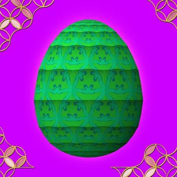 Happy Easter, Artfully designed and colorful 3D easter egg, 3D illustration o イラスト素材