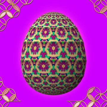 Happy Easter, Artfully designed and colorful 3D easter egg, 3D illustration o Stockillustratie