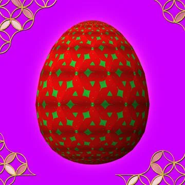 Happy Easter, Artfully designed and colorful 3D easter egg, 3D illustration o Illustrazione stock