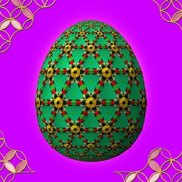Happy Easter, Artfully designed and colorful 3D easter egg, 3D illustration o イラスト素材
