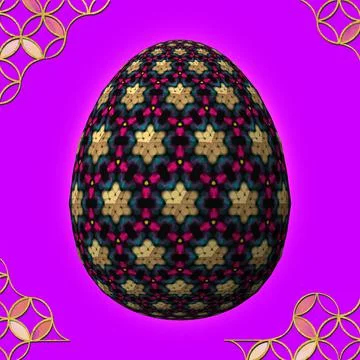 Happy Easter, Artfully designed and colorful 3D easter egg, 3D illustration o イラスト素材