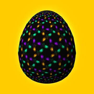 Happy Easter, Artfully designed and colorful 3D easter egg, 3D illustration o イラスト素材