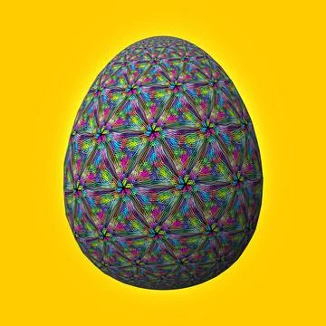 Happy Easter, Artfully designed and colorful 3D easter egg, 3D illustration o Stockillustratie