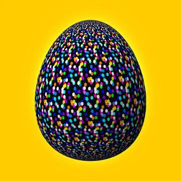 Happy Easter, Artfully designed and colorful 3D easter egg, 3D illustration o イラスト素材
