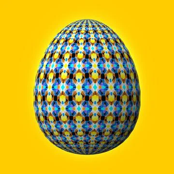 Happy Easter, Artfully designed and colorful 3D easter egg, 3D illustration o イラスト素材