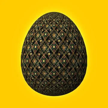 Happy Easter, Artfully designed and colorful 3D easter egg, 3D illustration o イラスト素材