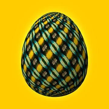 Happy Easter, Artfully designed and colorful 3D easter egg, 3D illustration o イラスト素材