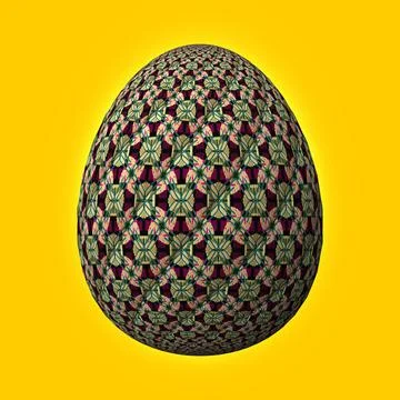 Happy Easter, Artfully designed and colorful 3D easter egg, 3D illustration o イラスト素材