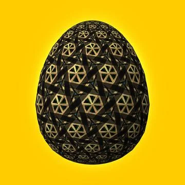 Happy Easter, Artfully designed and colorful 3D easter egg, 3D illustration o イラスト素材