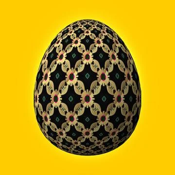 Happy Easter, Artfully designed and colorful 3D easter egg, 3D illustration o イラスト素材