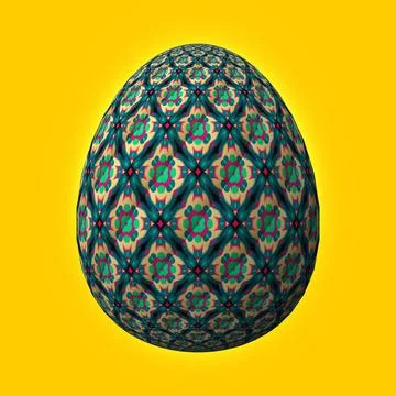 Happy Easter, Artfully designed and colorful 3D easter egg, 3D illustration o イラスト素材