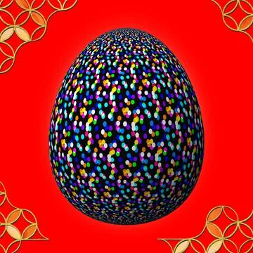 Happy Easter, Artfully designed and colorful 3D easter egg Stock Illustration