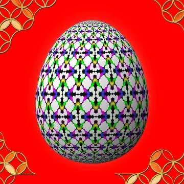 Happy Easter, Artfully designed and colorful 3D easter egg 库存插图