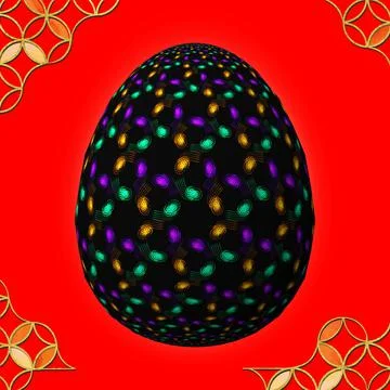 Happy Easter, Artfully designed and colorful 3D easter egg Stock Illustration