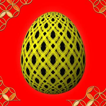Happy Easter, Artfully designed and colorful 3D easter egg Stock Illustration