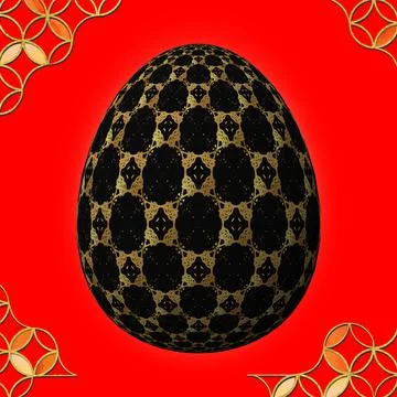 Happy Easter, Artfully designed and colorful 3D easter egg, 3D illustration o Stock Illustration