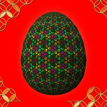 Happy Easter, Artfully designed and colorful 3D easter egg Stock-Illustration