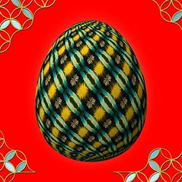 Happy Easter, Artfully designed and colorful 3D easter egg イラスト素材