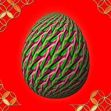 Happy Easter, Artfully designed and colorful 3D easter egg Stock Illustration