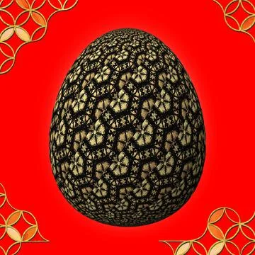 Happy Easter, Artfully designed and colorful 3D easter egg Stock Illustration