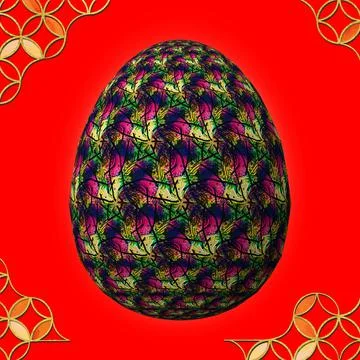 Happy Easter, Artfully designed and colorful 3D easter egg イラスト素材