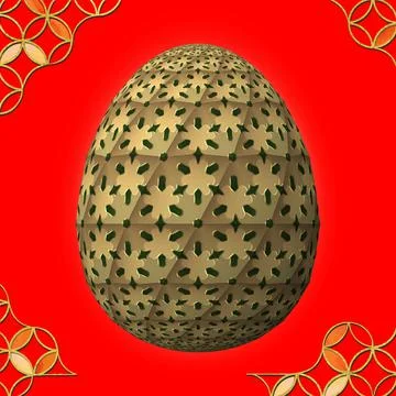 Happy Easter, Artfully designed and colorful 3D easter egg イラスト素材