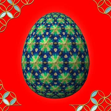 Happy Easter, Artfully designed and colorful 3D easter egg Stock Illustration