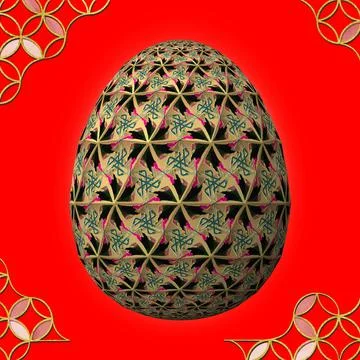 Happy Easter, Artfully designed and colorful 3D easter egg イラスト素材