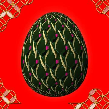 Happy Easter, Artfully designed and colorful 3D easter egg Stock-Illustration