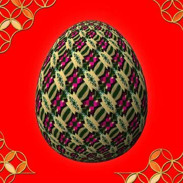 Happy Easter, Artfully designed and colorful 3D easter egg イラスト素材