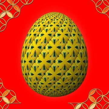 Happy Easter, Artfully designed and colorful 3D easter egg イラスト素材