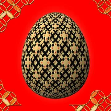 Happy Easter, Artfully designed and colorful 3D easter egg Stock Illustration
