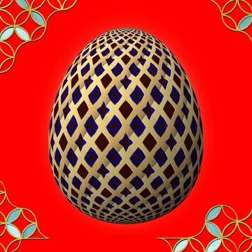Happy Easter, Artfully designed and colorful 3D easter egg 스톡 일러스트