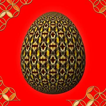 Happy Easter, Artfully designed and colorful 3D easter egg 库存插图