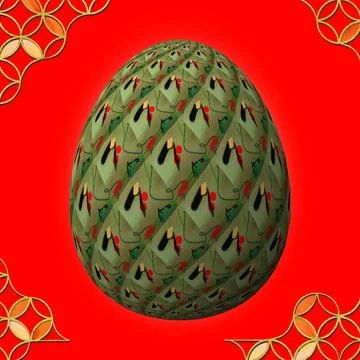 Happy Easter, Artfully designed and colorful 3D easter egg イラスト素材