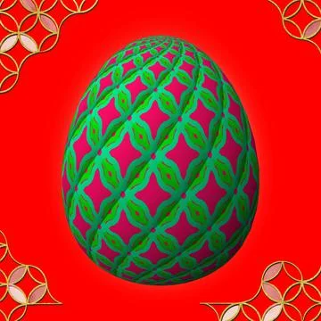 Happy Easter, Artfully designed and colorful 3D easter egg 库存插图