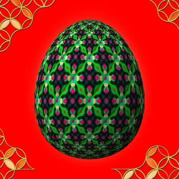 Happy Easter, Artfully designed and colorful 3D easter egg Stock Illustration