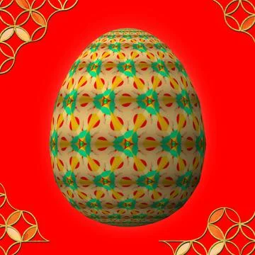 Happy Easter, Artfully designed and colorful 3D easter egg Stock-Illustration