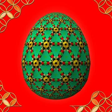 Happy Easter, Artfully designed and colorful 3D easter egg Stock Illustration