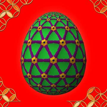 Happy Easter, Artfully designed and colorful 3D easter egg Stock Illustration