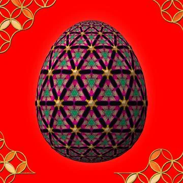 Happy Easter, Artfully designed and colorful 3D easter egg Stock Illustration