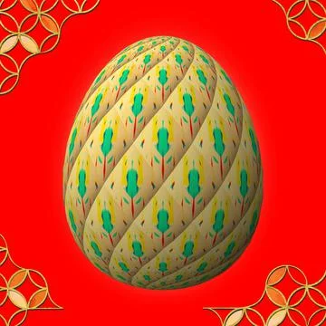 Happy Easter, Artfully designed and colorful 3D easter egg Stock Illustration