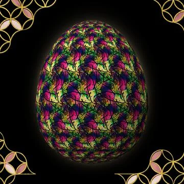 Happy Easter, Artfully designed and colorful 3D easter egg Stock Illustration